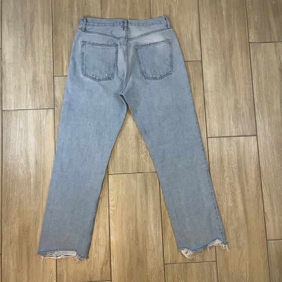 AGOLDE 90s Pinch Waist Jeans Women’s 31 High Rise Organic Light Wash Raw Hem - Picture 2 of 13